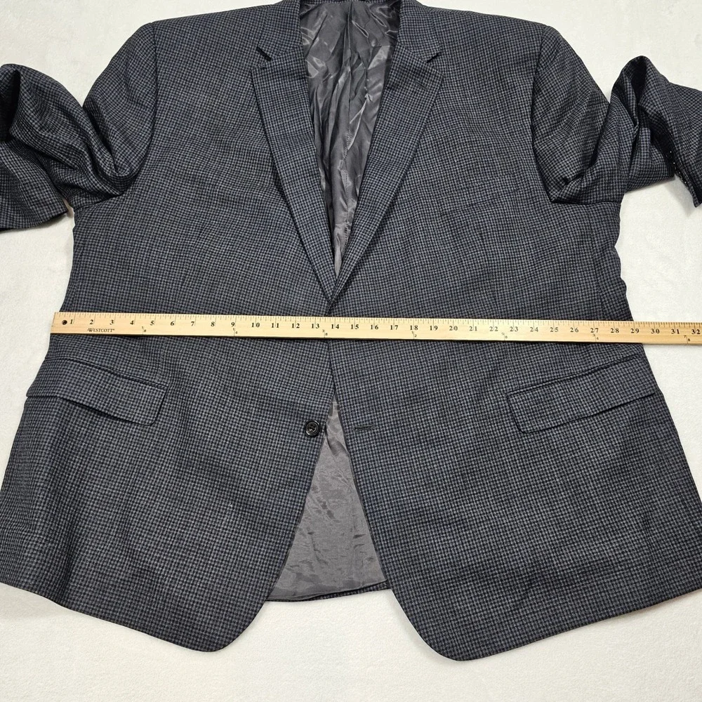 Lauren Ralph Lauren Sport Coat Mens 54R Grey Blue Houndstooth Wool Blend Preppy